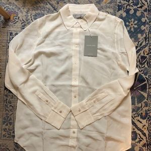 Everlane cream Relaxed silk shirt NWT